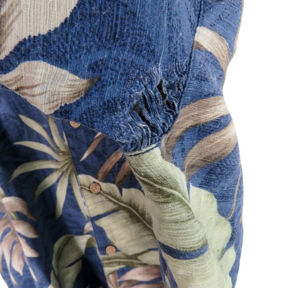Batik Bay 1980s Vintage Hawaiian Blue Silk Tropical Button Down Shirt XL - Picture 5 of 9